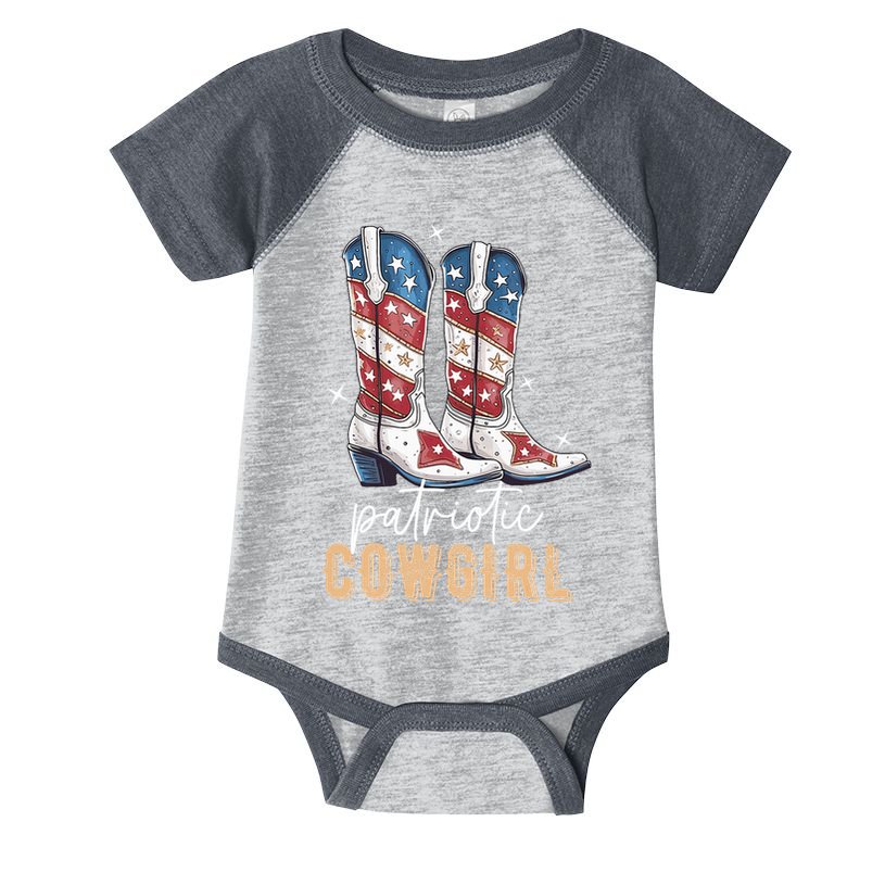 Patriotic Cowgirl Boots American Flag July 4th Of July Rodeo Infant Baby Jersey Bodysuit