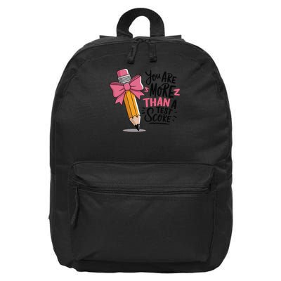 Pencil Coquette Bow Test Day You Are More Than a Test Score 16 in Basic Backpack