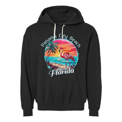 Panama City Beach Florida Beach Flamingo Tropical Souvenir Garment-Dyed Fleece Hoodie