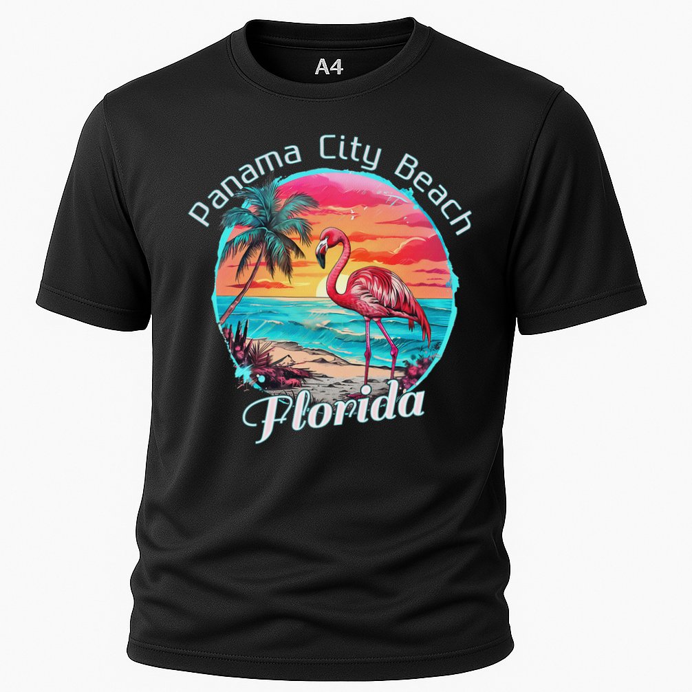 Panama City Beach Florida Beach Flamingo Tropical Souvenir Cooling Performance Crew T-Shirt
