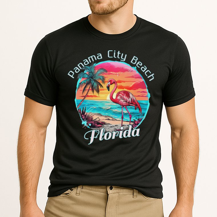 Panama City Beach Florida Beach Flamingo Tropical Souvenir Cooling Performance Crew T-Shirt
