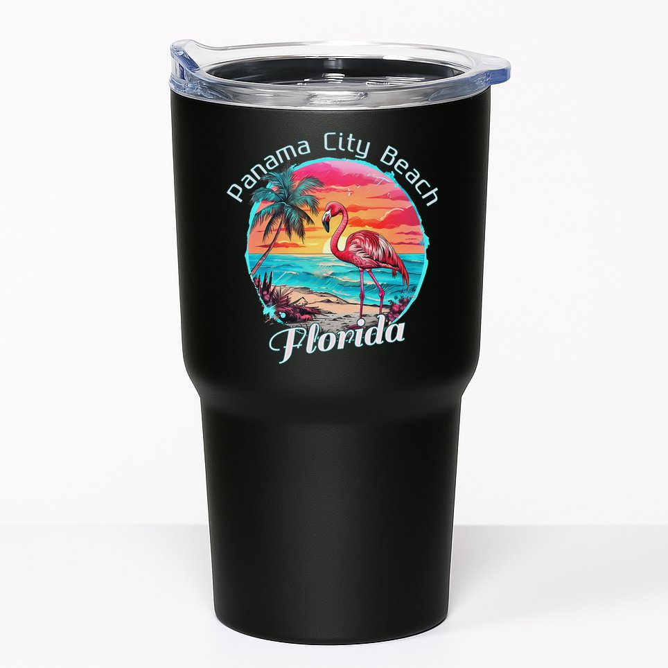 Panama City Beach Florida Beach Flamingo Tropical Souvenir Tumbler