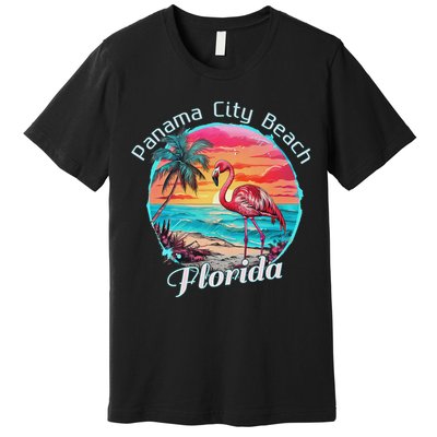 Panama City Beach Florida Beach Flamingo Tropical Souvenir Premium T-Shirt