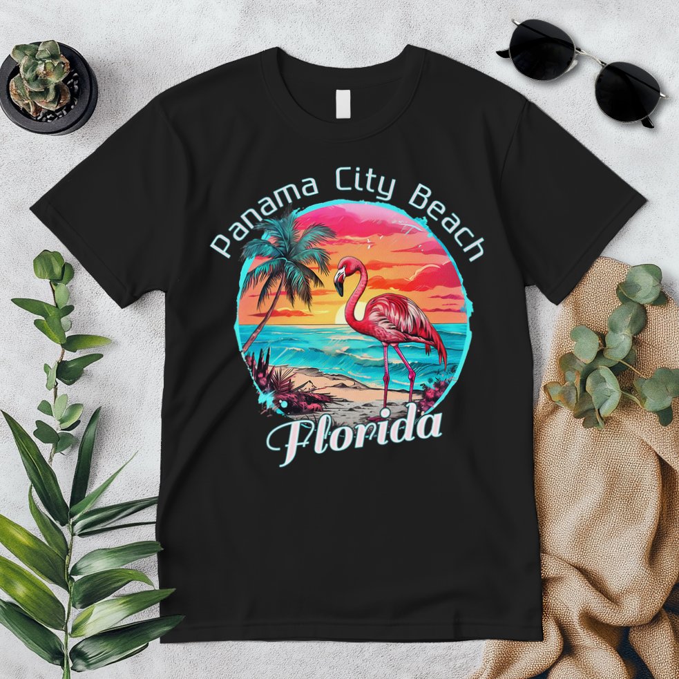 Panama City Beach Florida Beach Flamingo Tropical Souvenir Premium T-Shirt