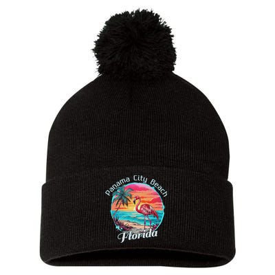 Panama City Beach Florida Beach Flamingo Tropical Souvenir Pom Pom 12in Knit Beanie