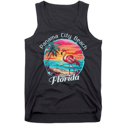 Panama City Beach Florida Beach Flamingo Tropical Souvenir Tank Top