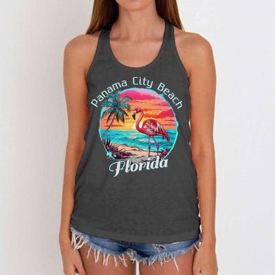 Panama City Beach Florida Beach Flamingo Tropical Souvenir Women's Knotted Racerback Tank