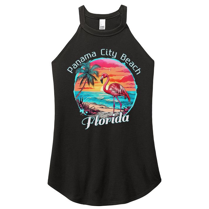 Panama City Beach Florida Beach Flamingo Tropical Souvenir Women's Perfect Tri Rocker Tank