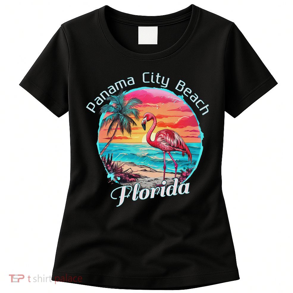 Panama City Beach Florida Beach Flamingo Tropical Souvenir Women's T-Shirt