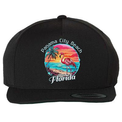 Panama City Beach Florida Beach Flamingo Tropical Souvenir Wool Snapback Cap
