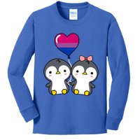 Penguin Couple Bisexual Pride Gift Kids Long Sleeve Shirt