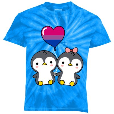 Penguin Couple Bisexual Pride Gift Kids Tie-Dye T-Shirt