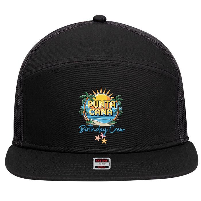 Punta Cana Birthday Crew Tropical Celebration Vibes 7 Panel Mesh Trucker Snapback Hat