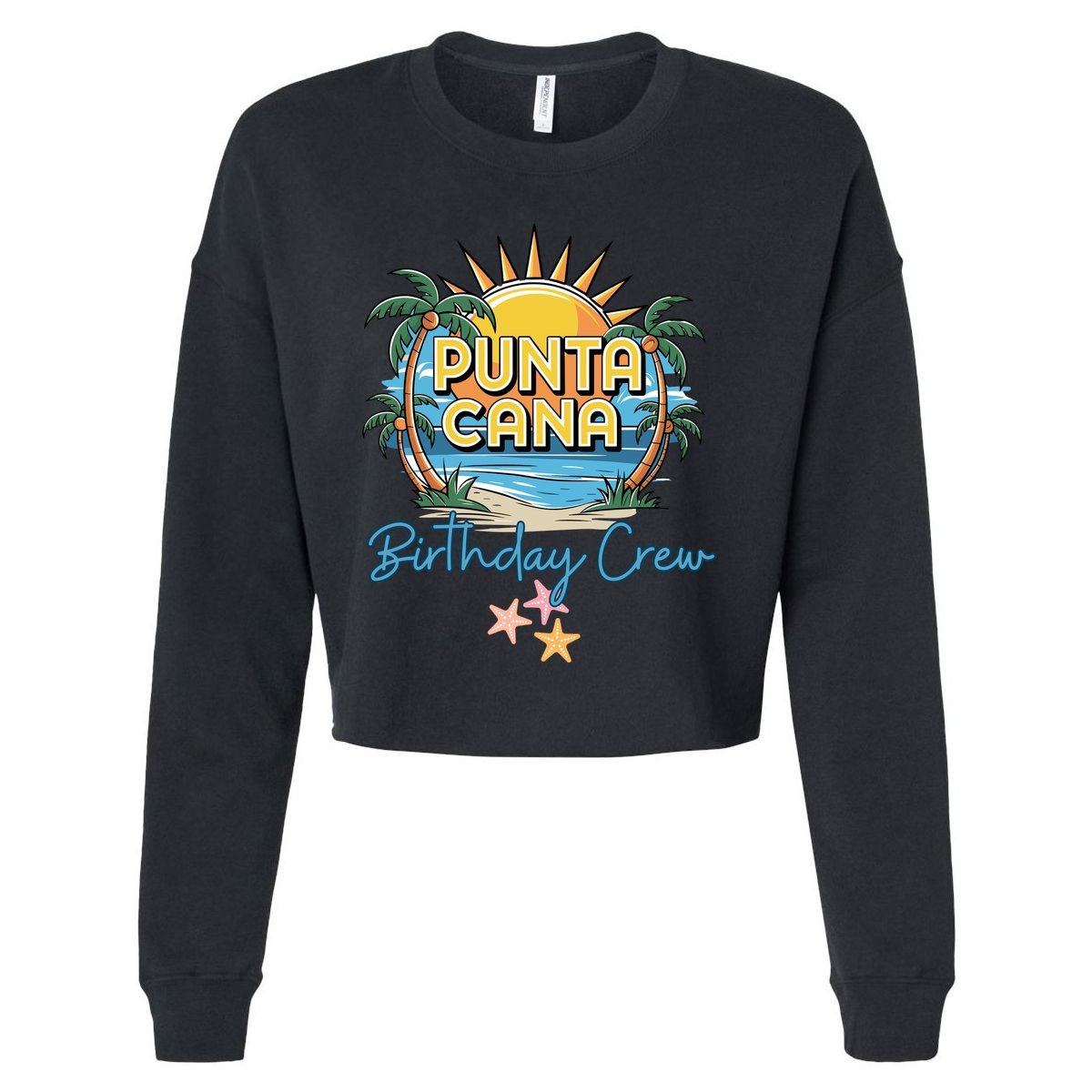Punta Cana Birthday Crew Tropical Celebration Vibes Cropped Pullover Crew