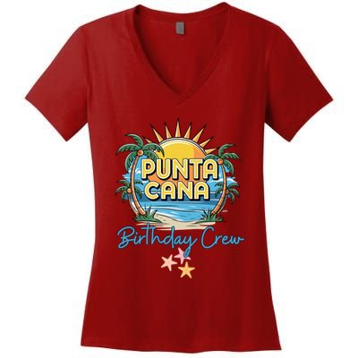Punta Cana Birthday Crew Tropical Celebration Vibes Women's V-Neck T-Shirt