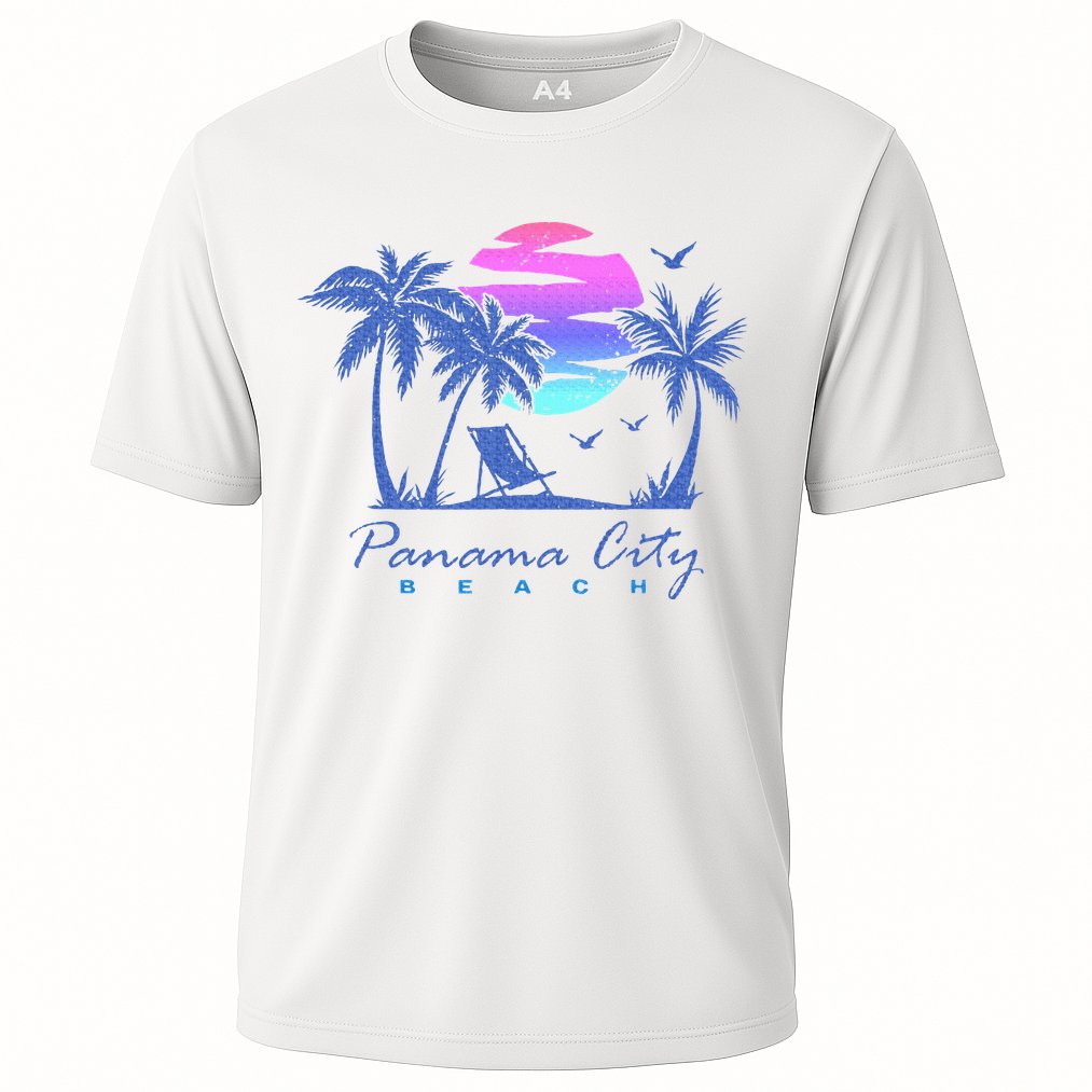 Panama City Beach Florida Vacation Trip Retro Vintage Sunset Performance Shirt