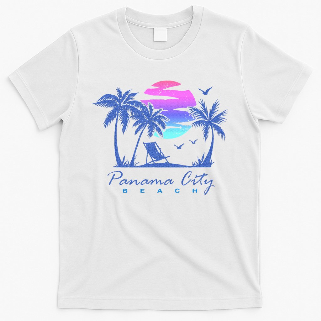 Panama City Beach Florida Vacation Trip Retro Vintage Sunset T-Shirt