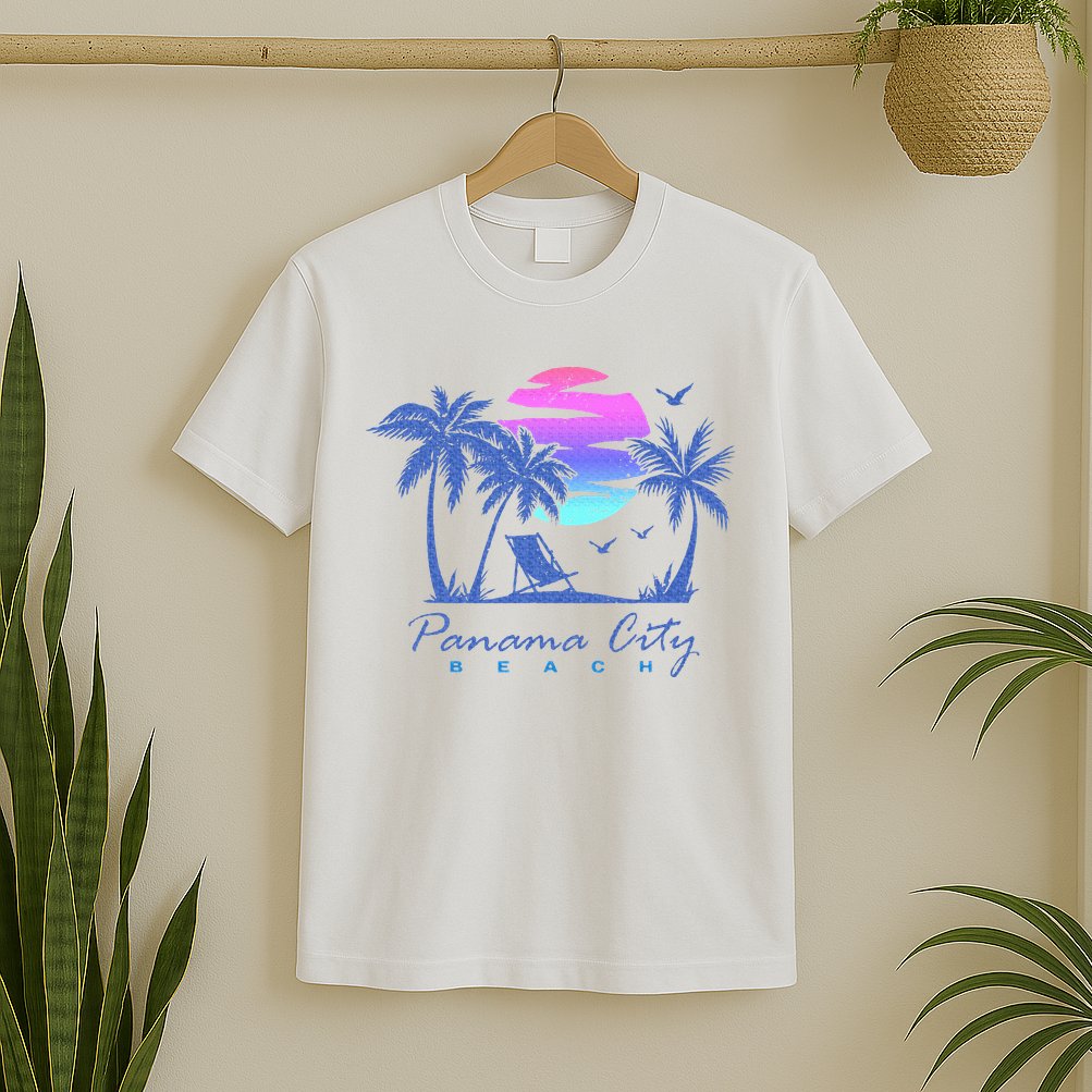 Panama City Beach Florida Vacation Trip Retro Vintage Sunset T-Shirt