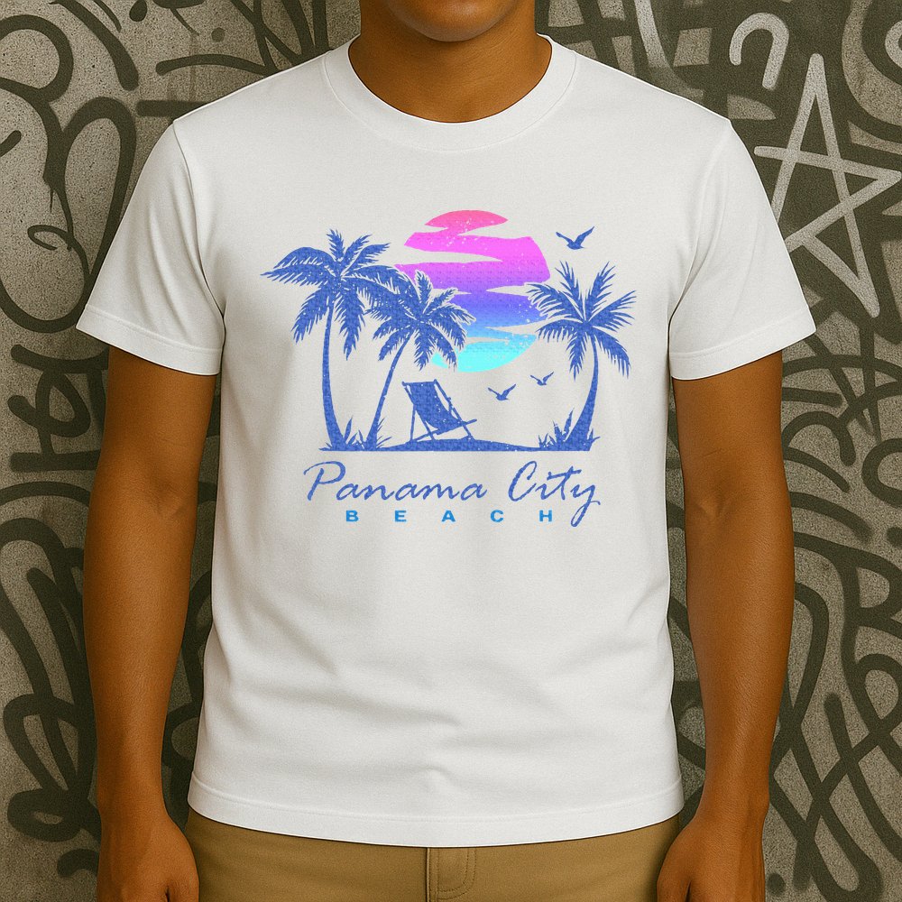 Panama City Beach Florida Vacation Trip Retro Vintage Sunset T-Shirt