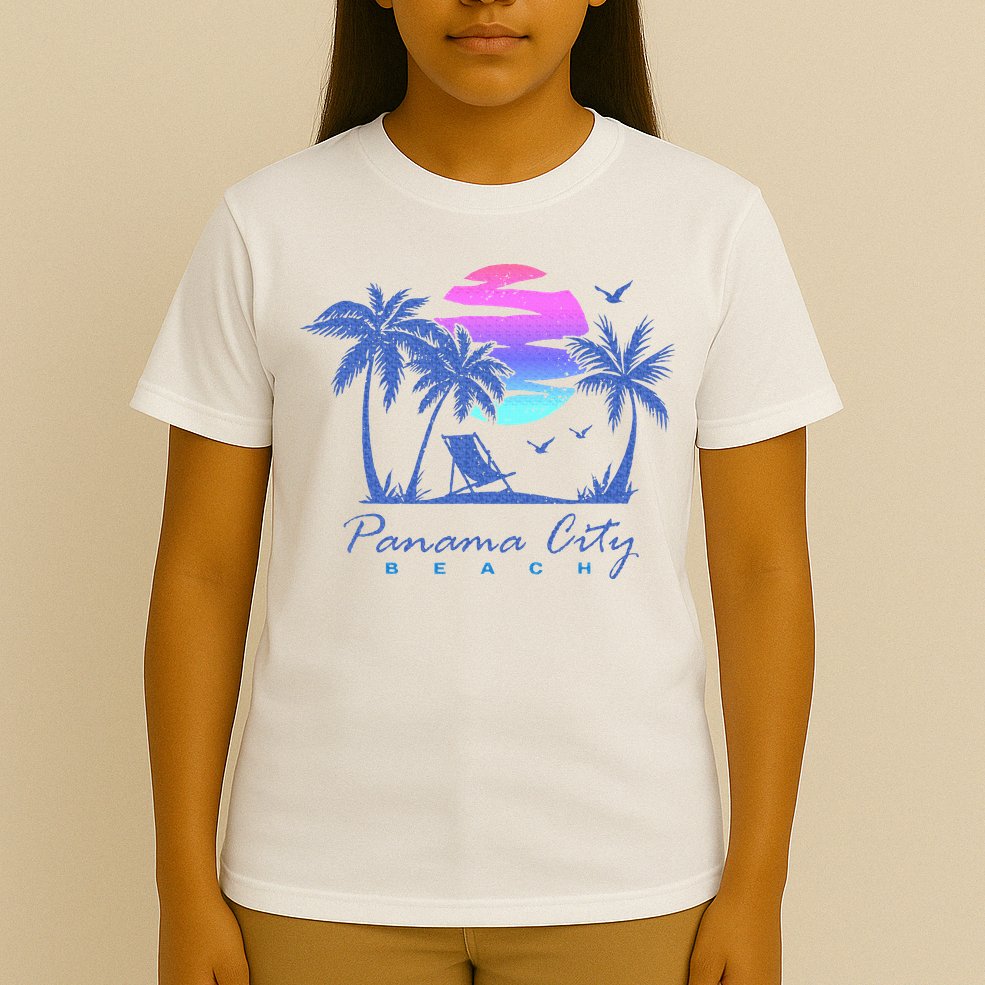 Panama City Beach Florida Vacation Trip Retro Vintage Sunset T-Shirt