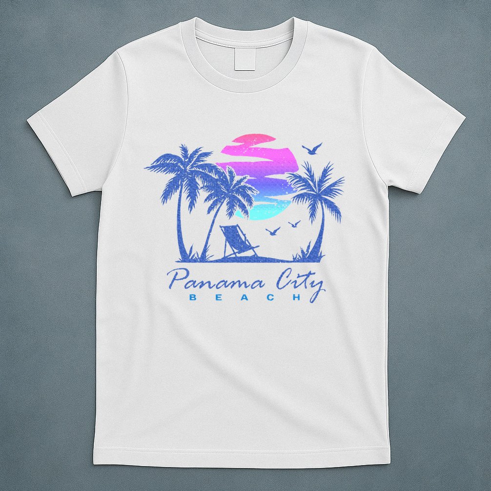Panama City Beach Florida Vacation Trip Retro Vintage Sunset T-Shirt