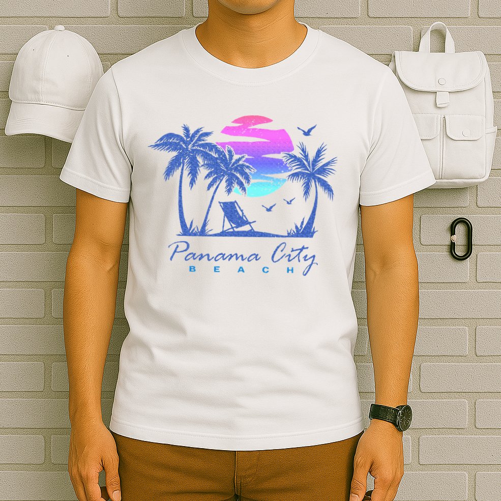 Panama City Beach Florida Vacation Trip Retro Vintage Sunset T-Shirt