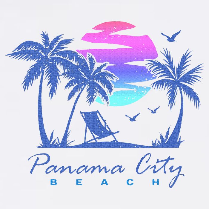 Panama City Beach Florida Vacation Trip Retro Vintage Sunset T-Shirt