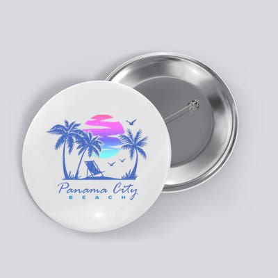 Panama City Beach Florida Vacation Trip Retro Vintage Sunset Button