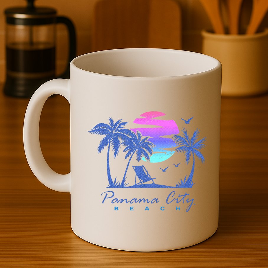 Panama City Beach Florida Vacation Trip Retro Vintage Sunset Mug