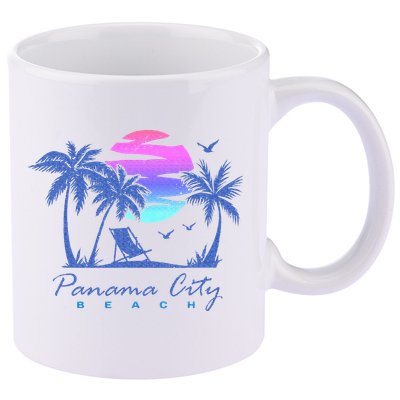 Panama City Beach Florida Vacation Trip Retro Vintage Sunset 11oz C Handle Ceramic Mug