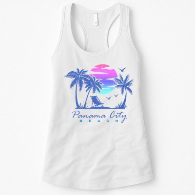 Panama City Beach Florida Vacation Trip Retro Vintage Sunset Womens Tank Top