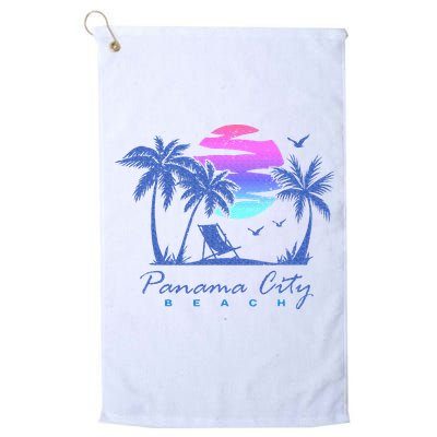 Panama City Beach Florida Vacation Trip Retro Vintage Sunset Golf Towel