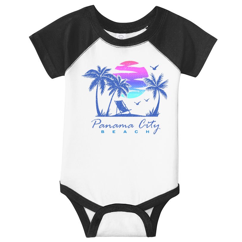 Panama City Beach Florida Vacation Trip Retro Vintage Sunset Infant Baby Jersey Bodysuit