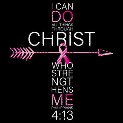 Pink Christian Breast Cancer Cross Religious Bible Verse T-Shirt