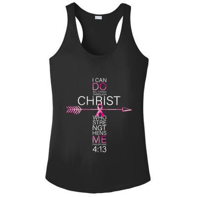 Pink Christian Breast Cancer Cross Religious Bible Verse Ladies PosiCharge Competitor Racerback Tank