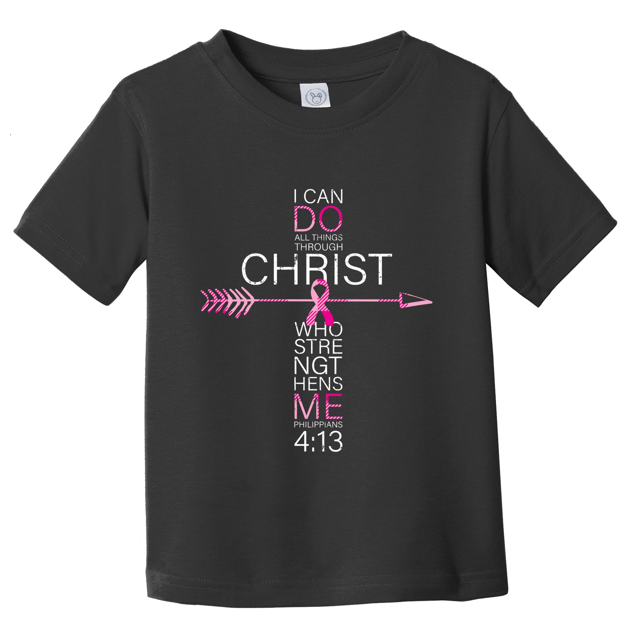 Pink Christian Breast Cancer Cross Religious Bible Verse Toddler T-Shirt