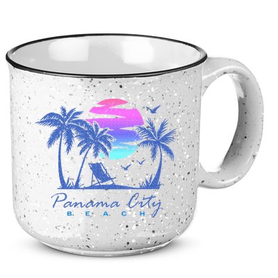 Panama City Beach Florida Vacation Trip Retro Vintage Sunset 15oz Campfire Ceramic Mug