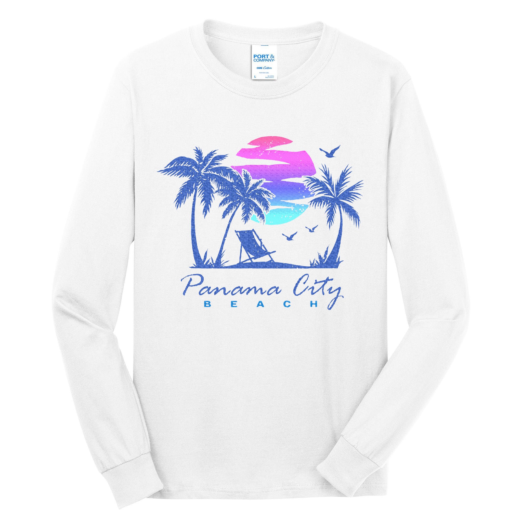Panama City Beach Florida Vacation Trip Retro Vintage Sunset Tall Long Sleeve T-Shirt