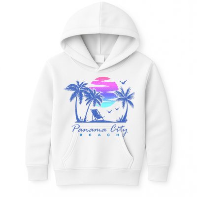 Panama City Beach Florida Vacation Trip Retro Vintage Sunset Kids Hoodie