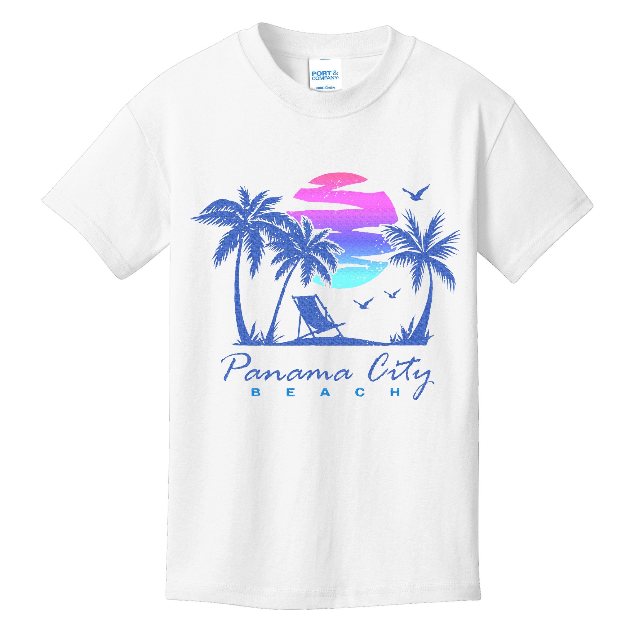 Panama City Beach Florida Vacation Trip Retro Vintage Sunset Kids T-Shirt