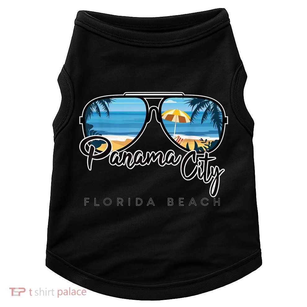 Panama City Beach Florida Palm Tree Sunglasses Souvenir Doggie Tank
