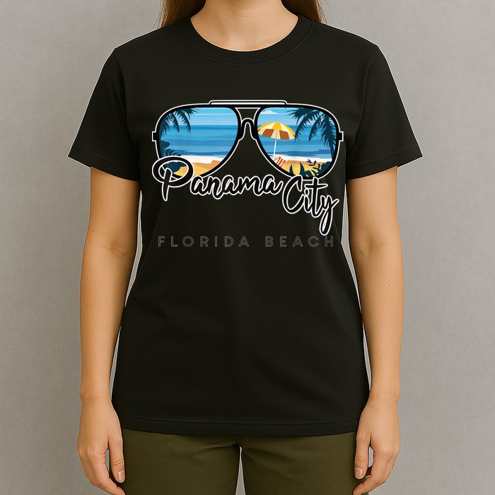 Panama City Beach Florida Palm Tree Sunglasses Souvenir T-Shirt