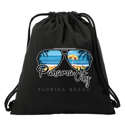 Panama City Beach Florida Palm Tree Sunglasses Souvenir Drawstring Bag