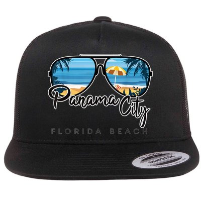 Panama City Beach Florida Palm Tree Sunglasses Souvenir Flatbill Hat