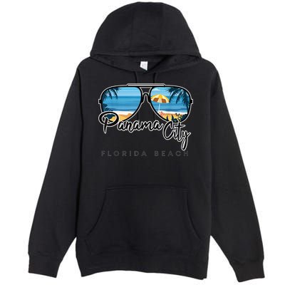 Panama City Beach Florida Palm Tree Sunglasses Souvenir Premium Pullover Hoodie