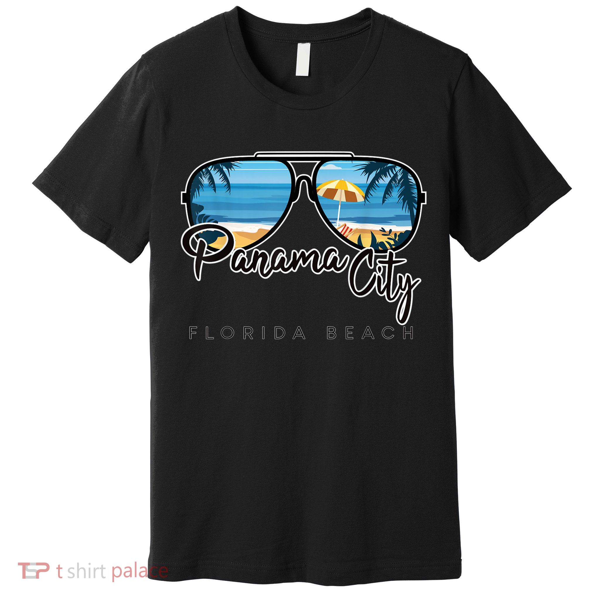 Panama City Beach Florida Palm Tree Sunglasses Souvenir Premium T-Shirt