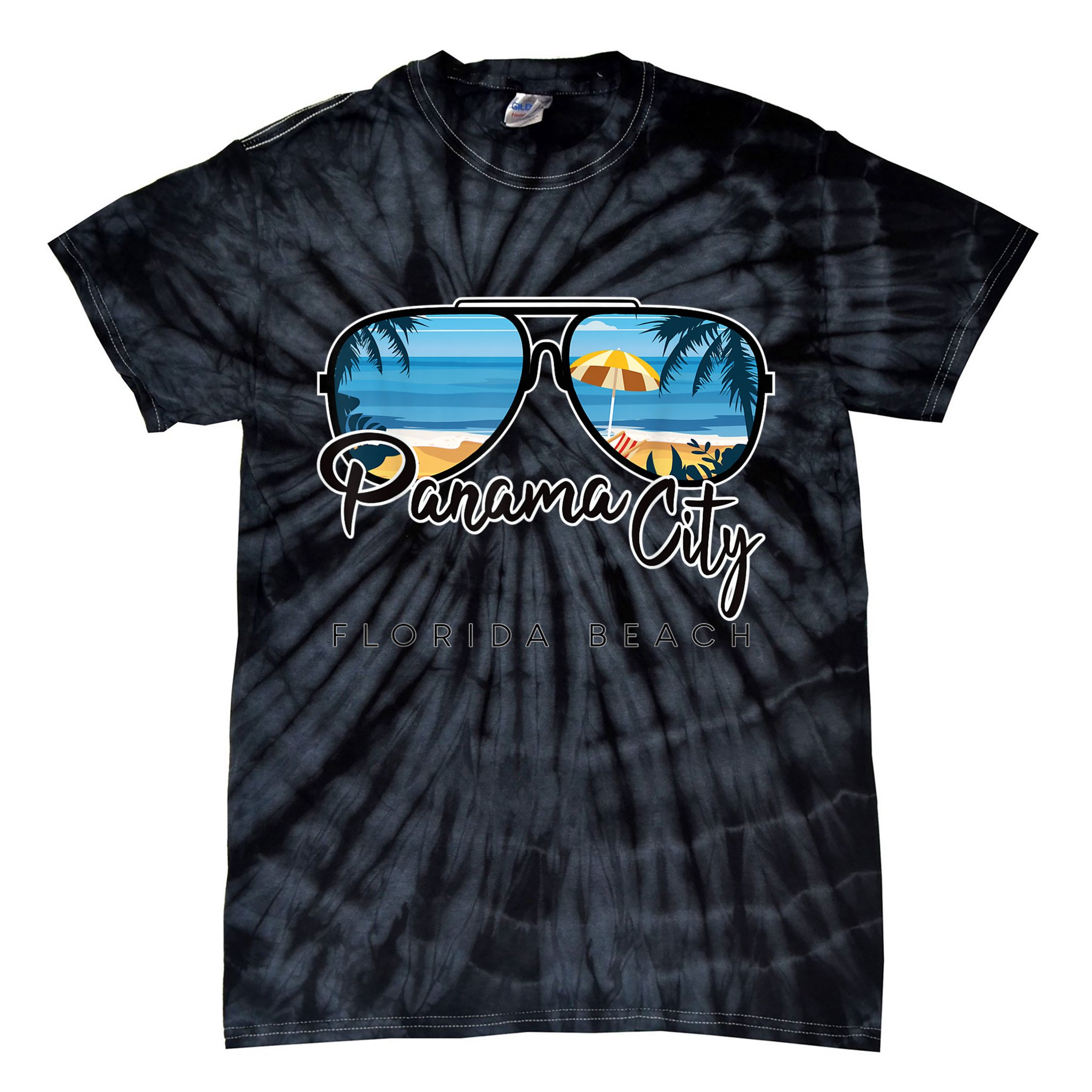 Panama City Beach Florida Palm Tree Sunglasses Souvenir Tie-Dye T-Shirt