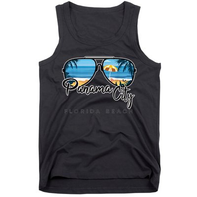 Panama City Beach Florida Palm Tree Sunglasses Souvenir Tank Top