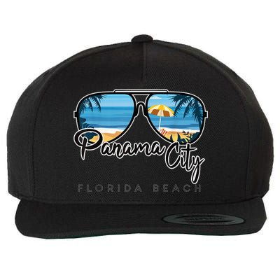 Panama City Beach Florida Palm Tree Sunglasses Souvenir Wool Snapback Cap