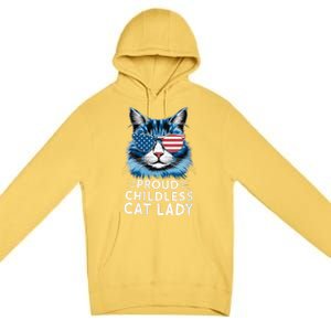 Proud Childless Cat Lady Usa Flag President 2024 Election Kamalaharris Premium Pullover Hoodie